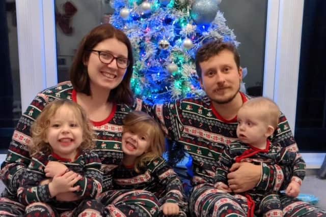 Kirstie Fields, pictured with her husband and three young children, says their dream 'forever family home' has turned into a nightmare