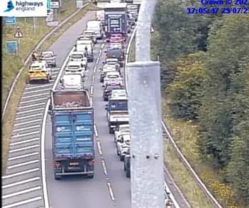 The incident is on the the M1 northbound exit slip road at junction J28 for Alfreton/Mansfield.
