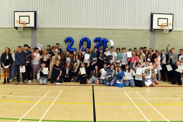 Students at Eckington School celebrating their GCSE results.