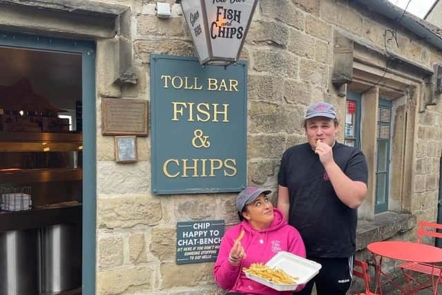 Harry Grafton, who runs Toll Bar Fish & Chips in Stoney Middleton, is pictured with his sister Sofia celebrating the chippy's recognition in The Peter Hill Award. Their dad Peter owns the business.