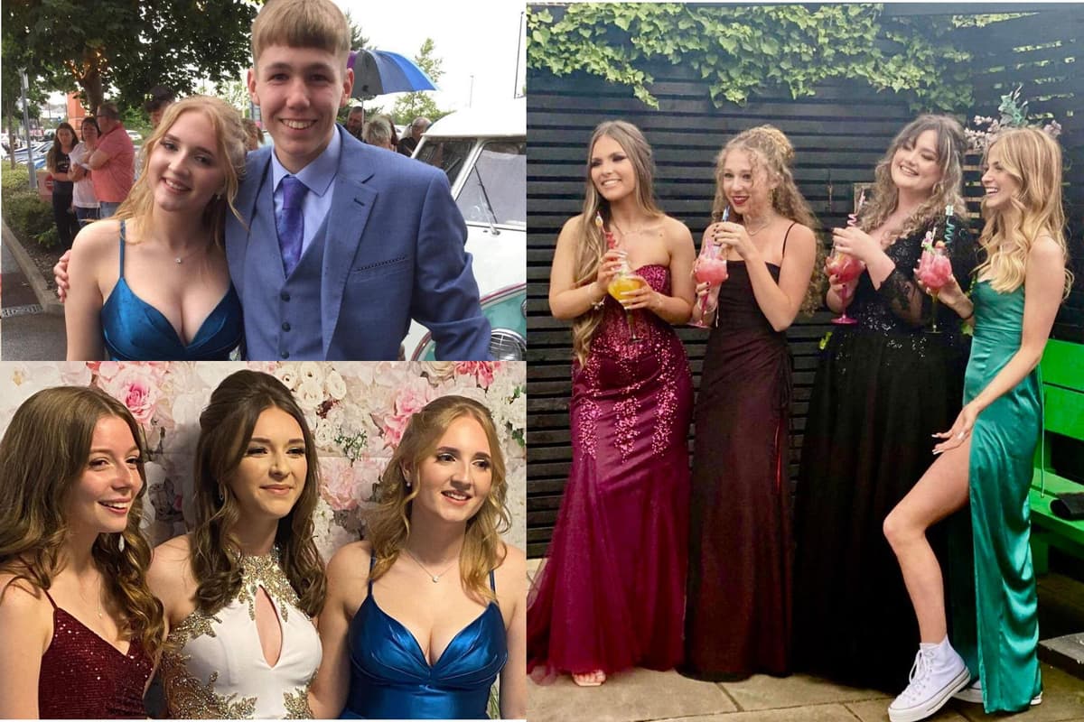 Perryfields Prom Students at Chesterfield's Outwood Academy Hasland Hall celebrate with ...