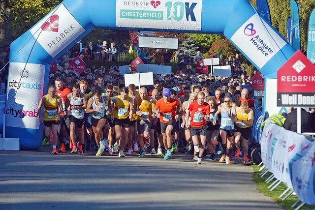 Hundreds of runners set off at the start of the 2022 Redbrik Foundation Chesterfield 10K