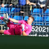 Harry Tyrer saved James Collins' penalty in the first-half. Picture: Tina Jenner.