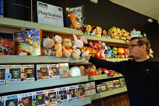 The shop sells and buys Pokemon cards, comics, retro gaming items, Funko pop characters, plush teddies and more.