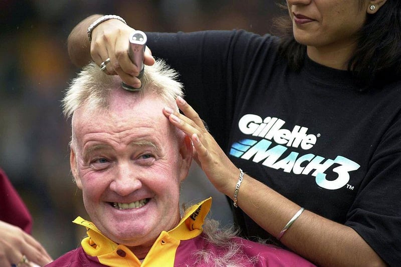 In a rare example of a pundit actually suffering consequences for their foolish proclamations, Sky pundit Rodney Marsh had his hair shaved off at Bradford City's Valley Parade after vowing that he would brave the clippers should the Bantams avoid relegation from the Premier League in 1999/00. They did, and Marsh was true to his word. This one feels like a prank, but was really just an extreme example of hubristic punditry. (Photo by Shaun Botterill/ALLSPORT)
