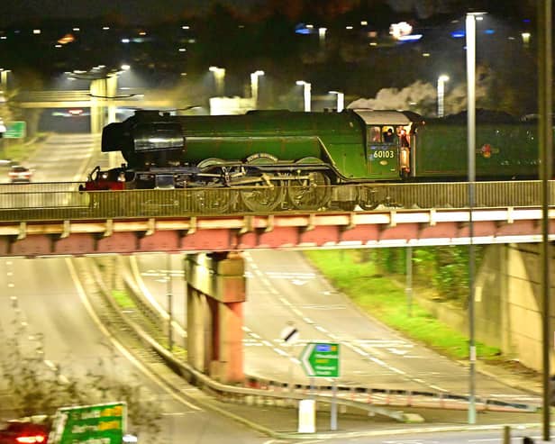 Did you spot the Flying Scotsman making a rare visit to Chesterfield last night? Nick Rhodes captured this great shot of the  world-famous steam locomotive passing over Horns Bridge roundabout!