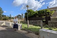 54 large concrete Lego-like blocks were arranged in a narrow channel to allow vehicle access to Mrs Ball’s property. Despite its refusal to provide all other costs, the authority has said these blocks cost £7,700. Image from Eddie Bisknell.