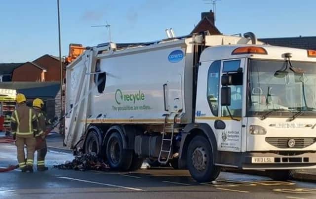 Firefighters quickly extinguished the fire in the bin lorry in Clay Cross.