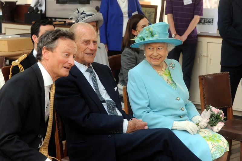 The Queen and the Duke of Edinburgh at John Smedley at Lea Bridge in Matlock.