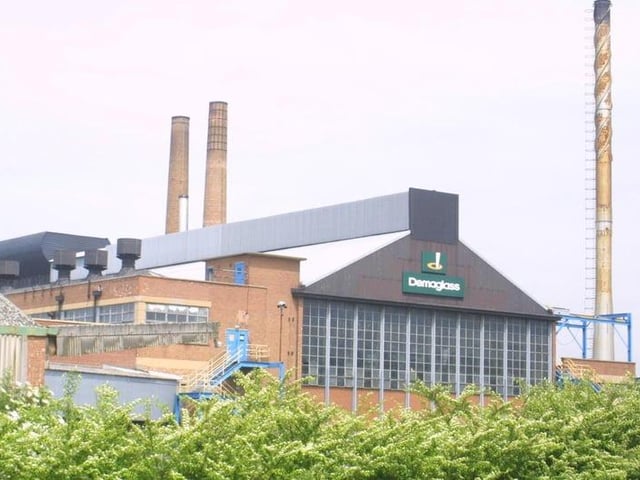 Dema Glass, pictured here in June 2001. The factory went into receivership in 2000 and closed in 2001. The site is now home to Chesterfield FC’s SMH Group Stadium.