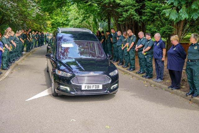 The funeral service was held today, July 26, at the Chesterfield crematorium in Brimington.
