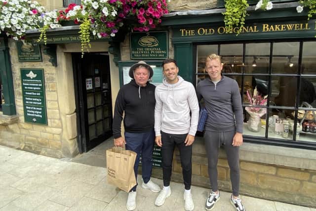 Mark visited the town with his dad and brother for a new BBC show. 
Credit: The Old Original Bakewell Pudding Shop
