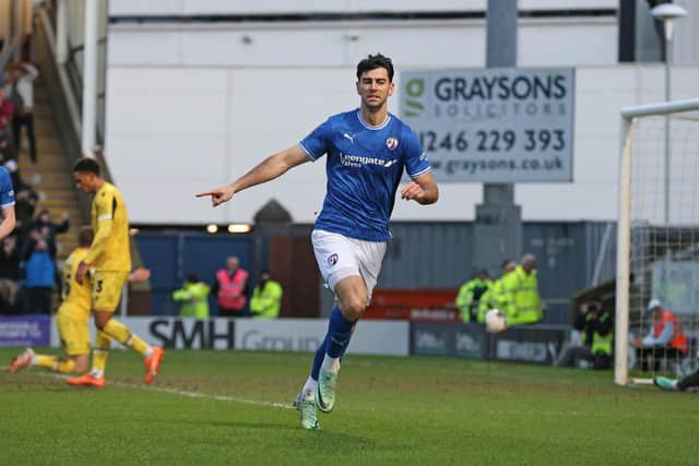 Joe Quigley scored with his first touch in Chesterfield's 3-0 win. Picture: Tina Jenner