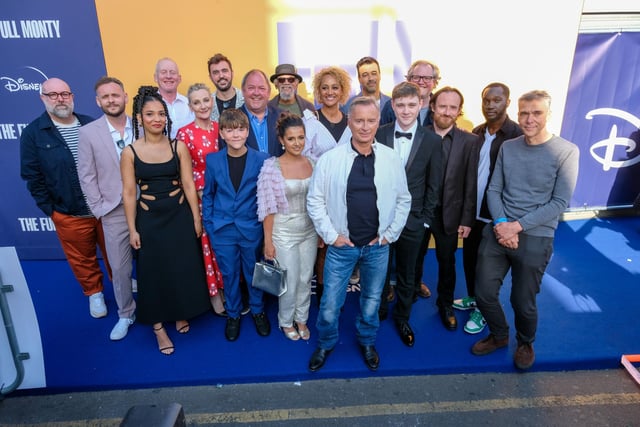 The cast of The Full Monty Disney+ TV sequel at the premiere in Sheffield.