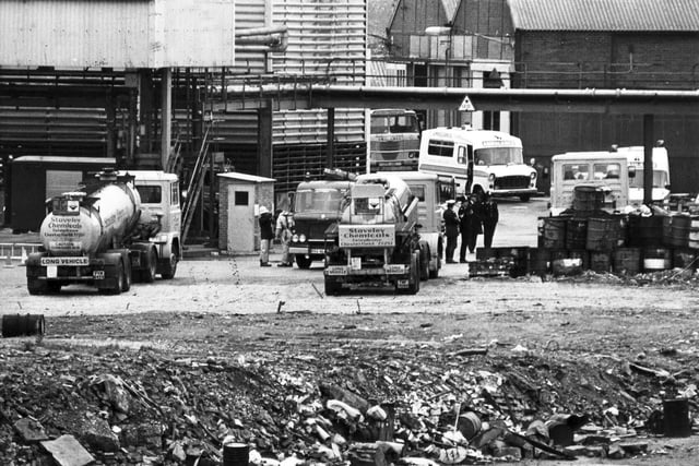 Emergency teams were called to Staveley Chemicals on the morning of Sunday, 27 June, 1982  after two explosions occurred at the premises. The source of the explosions was a pit containing drums of sulphur trioxide and of oleum