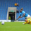 Kabongo Tshimanga was brought down by his former teammate Nathan Ashmore for Chesterfield's opening goal.