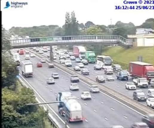 A broken down vehicle is causing delays on the M1 near Chesterfield