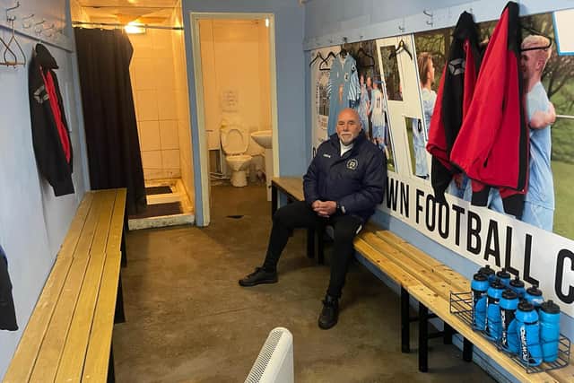 Club Secretary Dave Clark in the club's home changing room