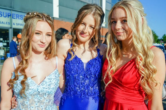 Tilly Wibberley, Evangelia King and Caitlin Pook at the St Mary's Catholic High School prom