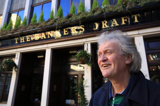 Tim Martin, founder and chairman of pub company J D Wetherspoon on his visit to The Banker's Draft, Sheffield