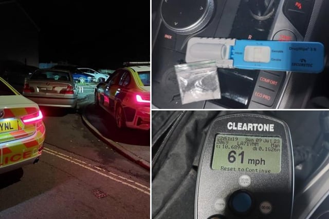 After finally being pulled over in Belper the motorist provided a positive drug wipe for cannabis and cocaine. 
They were also also found to be in possession of cocaine during a search.