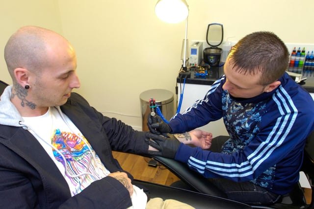 Tattoo artists Daz Rogan, left, and Jack Shutt who opened a new tattoo parlour on Gleadless Mount in 2011