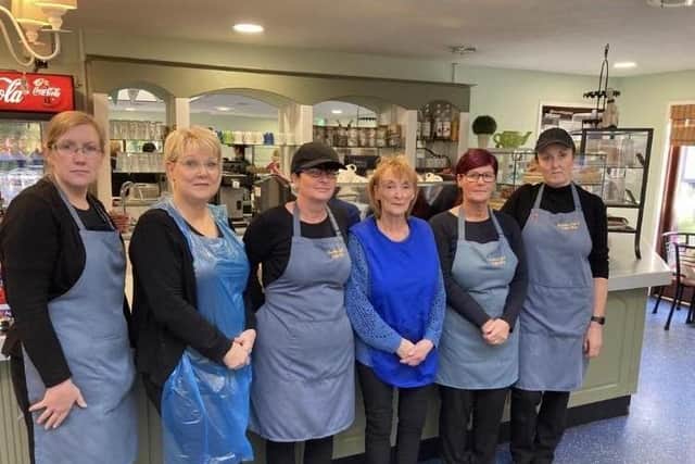 Some of the Ramblers Coffee Shop and Cafe staff. Left to right: Helen Woodruffe, Heln Newman (assistant), Wendy Harrison (deputy manager), Margaret Brown (assistant), Sharon Brunellschi (assistant) and Alison Counsell (owner/manager). Image: Alison Counsell