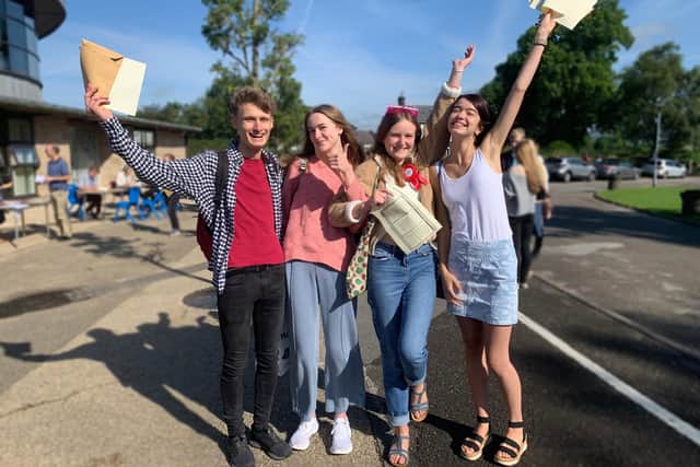 Students at Lady Manners School celebrate their GCSE results.