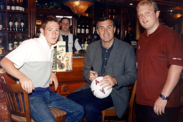 Peter Shilton signs autographs for Brannigans customers, 1998