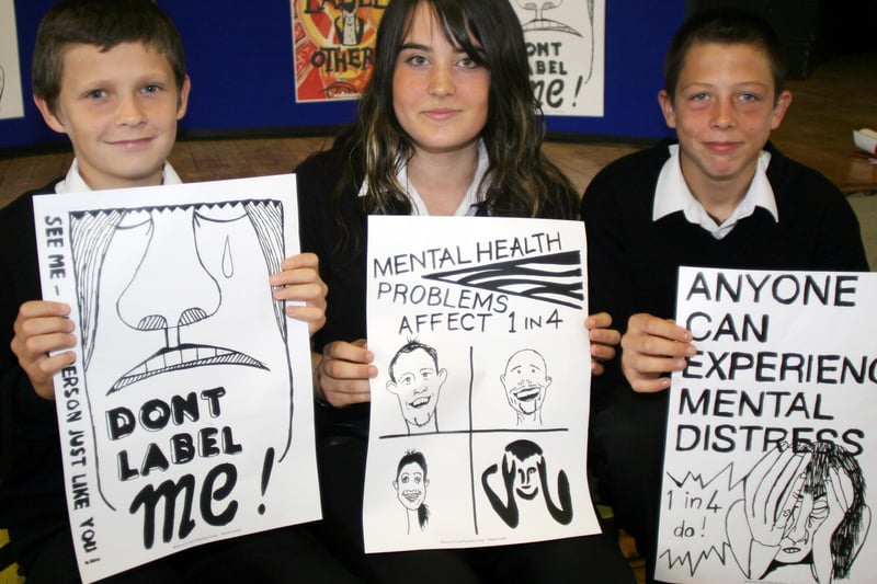 Bolsover School poster winners. L-R, Josh Shaw, Chantelle Barton, Tyrone Parkin in 2007