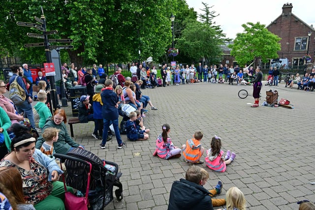 Crowds gathered to watch the entertainment including a Medieval encampment in the grounds of the Crooked Spire Church. Visitors could see knights in battle or look out for the Medieval themed entertainment across the town centre.