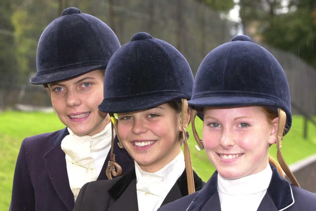 Sheffield girls High School pupils who competed in the National Schools horse riding championships. They are, left to right, Hannah Wyslych, Luck Beckingham and Jessica Hook, all aged 14. 