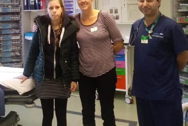 Before heading home, Jael returned to the emergency department to thank the staff.