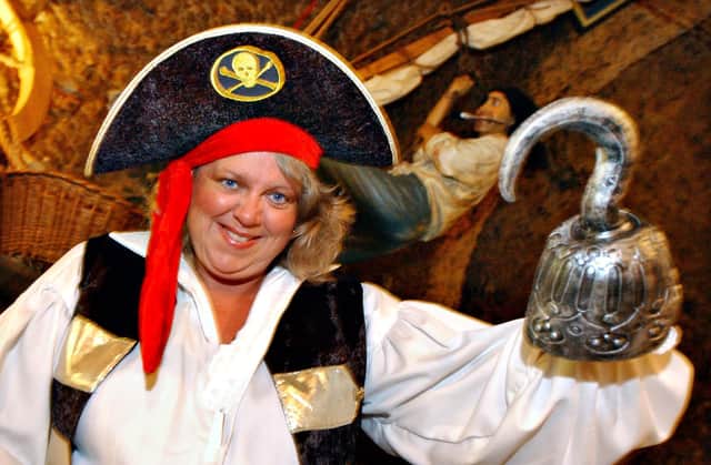 Linda McDonough, fundraising manager of Marie Curie Cancer Care, dresses as a pirate to launch their fund raising day on International Talk Like A Pirate Day. Remember this from 2005?