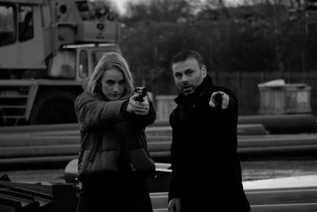 Leona Clarke and Paul Jonah in a still from A Touch of Vengeance.