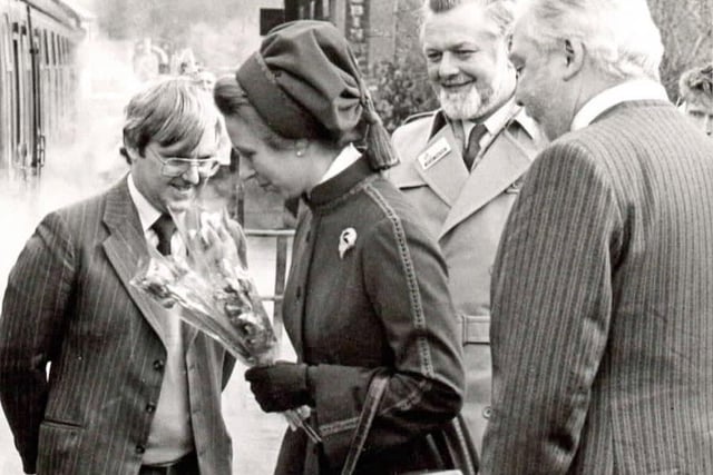 Princess Anne visits Midland Railway centre, 1986