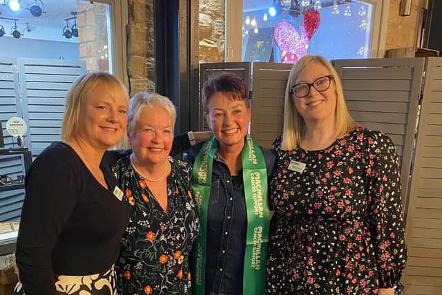 The sell-out fashion show was held in honour of Tina Ratcliffe, 51, from Dronfield who was diagnosed with incurable bowel cancer 12 months ago. 
From left are Claire Warburton, Macmillan information and support specialist, Yvonne Ratcliffe, Tina Ratcliffe and Keilly Edwards, Macmillan information and support nurse.