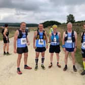 Karl Webster, Bob Foreman, Mark Elwis, Geoff Cooper and Peter Wilmot at the Holme Moss Fell Race.