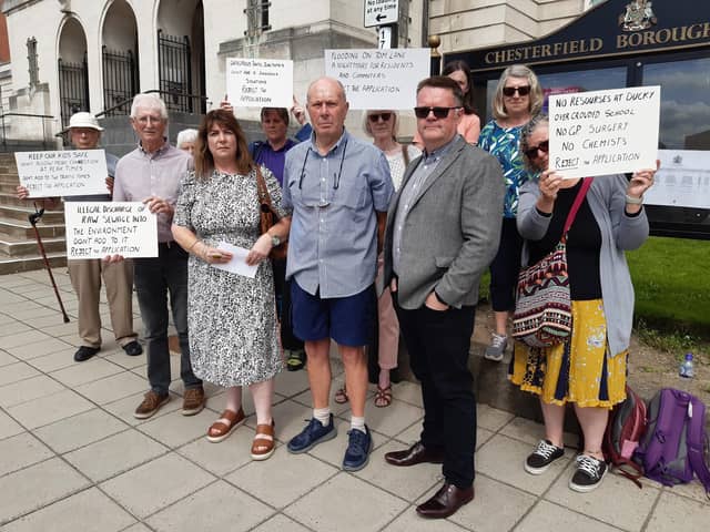 Protestors Opposed To A Duckmanton Housing Scheme Gather At Chesterfield Borough Council's Town Hall