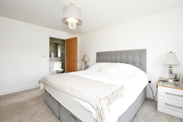 The master bedroom, which faces the back of the Langwith house, is the biggest of the four. It boasts a carpeted floor, radiator and access to an en suite shower room.