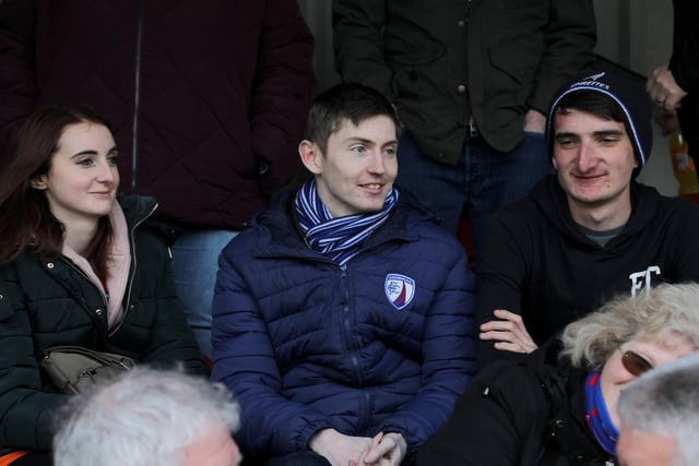 Just three of the Chesterfield fans who made the long trip to Dover on 6th April 2019.