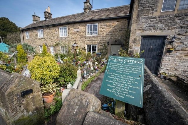In 1665 the Great plague found its way into Eyam after a parcel of infected cloth was delivered from London to the village tailor. The tailor lived in this cottage which was the first household to be infected with the plague. All but one woman, Mary Hadfield, survived, outliving 13 relatives. Around 260 residents of Eyam were killed by the epidemic over a 14 month period.