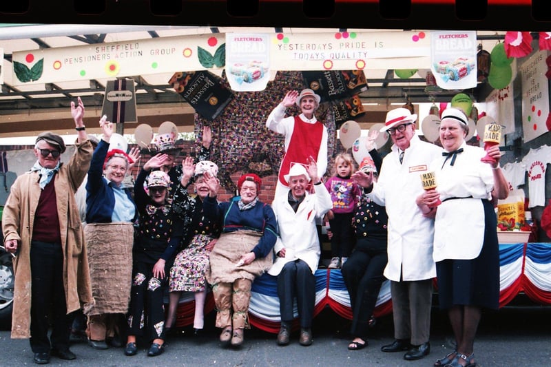 Sheffield Pensioners Action Group and Fletcher's Bakery taking part in the Lord Mayor's Parade, June 1992