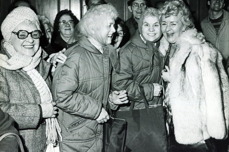 Another local celebrity - Lynne Perrie from Rotherham, who played Ivy in Coronation Street - opened the 1984 show and is pictured being welcomed by visitors on her arrival