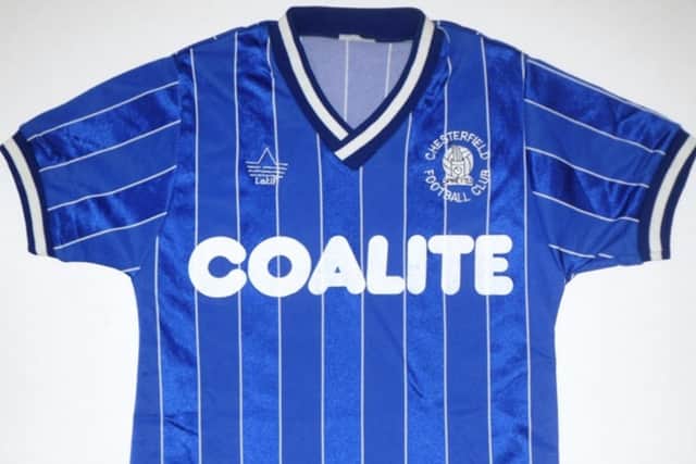 One of the Chesterfield Football Club shirts that Sofia is keen to buy and display in Olympia House Antiques Centre.