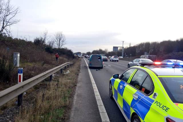 The van had broken down in a live lane of the motorway