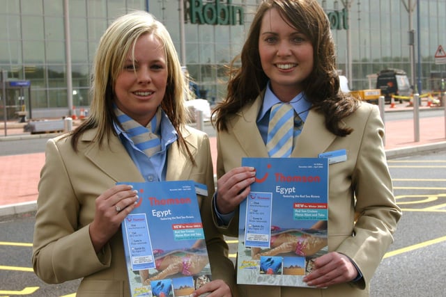 Toni Tranter and Sarah Ryan of Thomson with brochures for Robin Hood Airport's newest destination Sharm el Sheikh