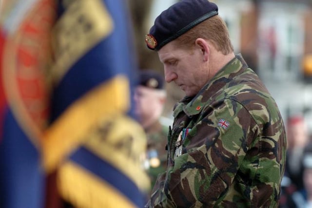 A solider paying his respects at memorial service in Bennetthorpe, 2007.