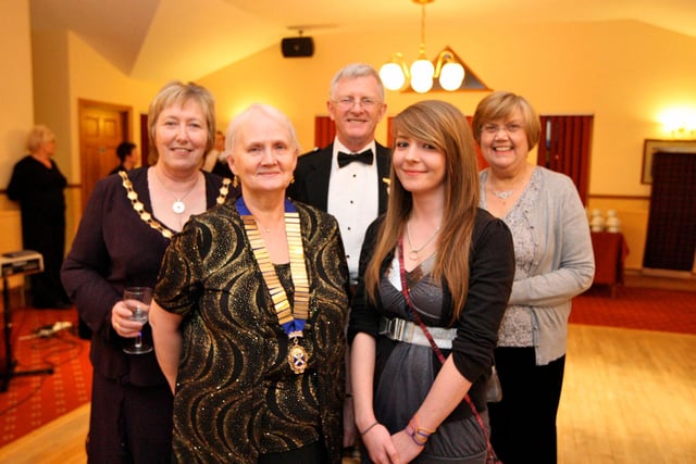L-R-Vivien M'Itwamwari, Jean Walker, George Coull, Christie Banks and Hazel Coull at the Doncaster Caledonian Society's annual Burns Night celebration in 2010
