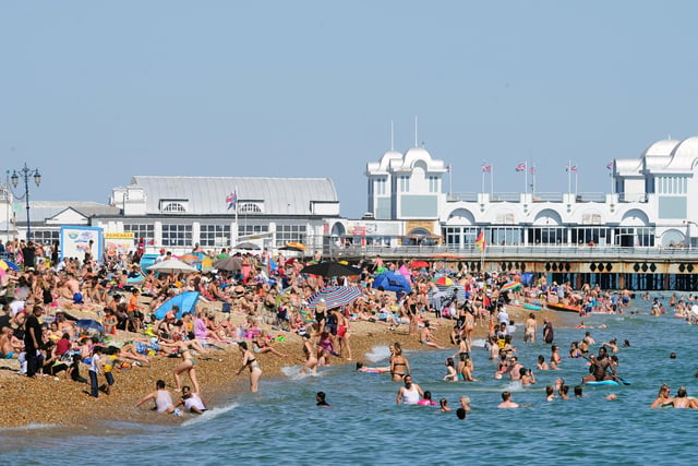 People flocked to the beach on the hottest day of the year so far. Picture: Sarah Standing (250620-5013)